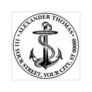 Tampon Auto-encreur Ancre nautique vintage Prénom de l'expédition