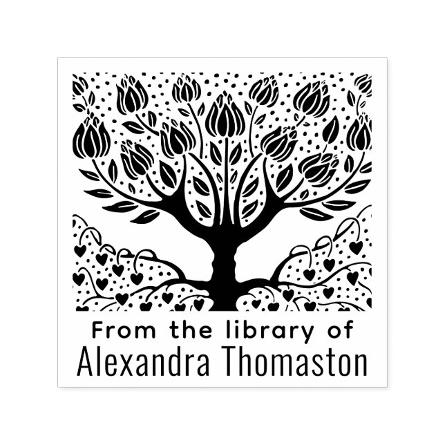 Tampon Auto-encreur Arbre à fleurs rustique, Racines cardiaques #2 Liv (Design)