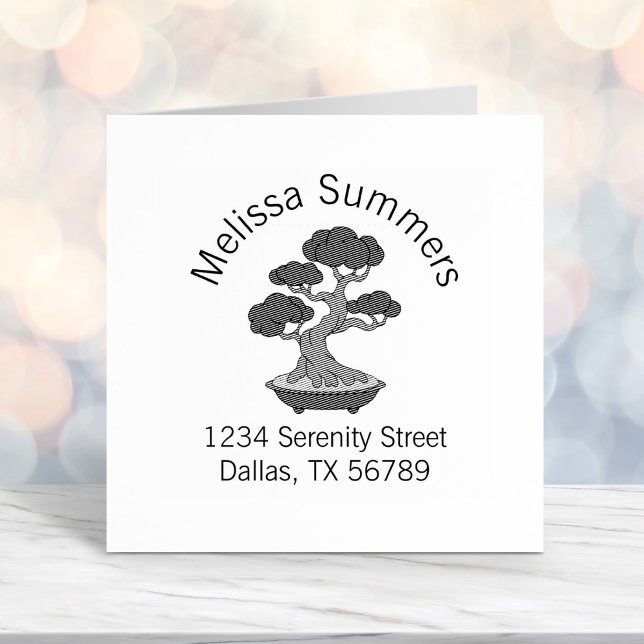 Tampon Auto-encreur Arbre de bonsaï dans une adresse d'arche de platea (Créateur téléchargé)