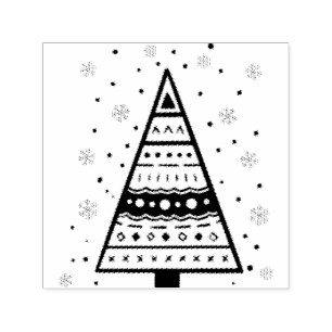 Tampon Auto-encreur Arbre de Noël rustique