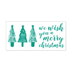 Tampon Auto-encreur Arbres de Noël Fir Wish Joyeux Noël