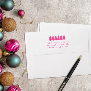 Tampon Auto-encreur Arbres de Noël modernes Adresse de retour