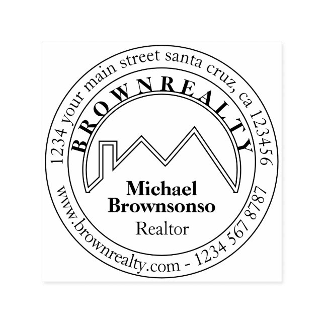 Tampon Auto-encreur Architecte Roof Circle Logo Agent immobilier (Design)