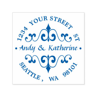 Tampon Auto-encreur Arrondi de l'adresse de retour de défilement antiq