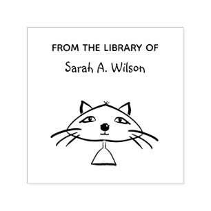 Tampon Auto-encreur Art de chat drôle et cool de la bibliothèque perso