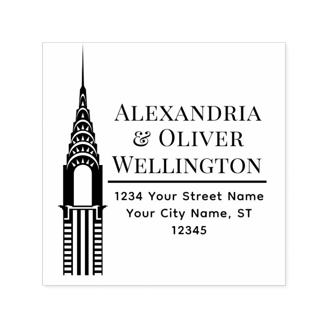 Tampon Auto-encreur Art Déco Chrysler Building NYC Couple (Design)