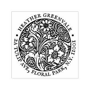 Tampon Auto-encreur Art Nouveau Floral Design Retourner Adresse Timbre