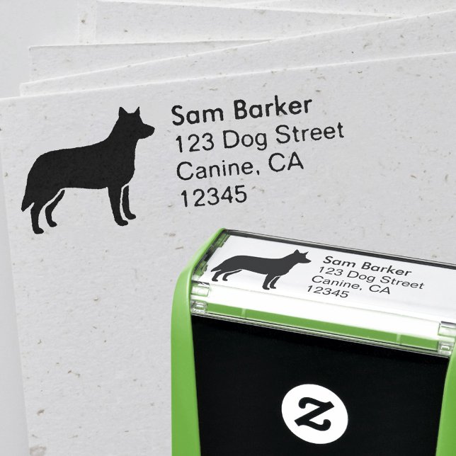 Tampon Auto-encreur Australian Cattle Dog Silhouette Adresse de retour (Créateur téléchargé)