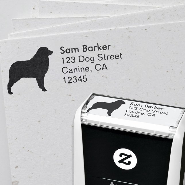 Tampon Auto-encreur Australian Shepherd Dog Silhouette Adresse de reto (Créateur téléchargé)