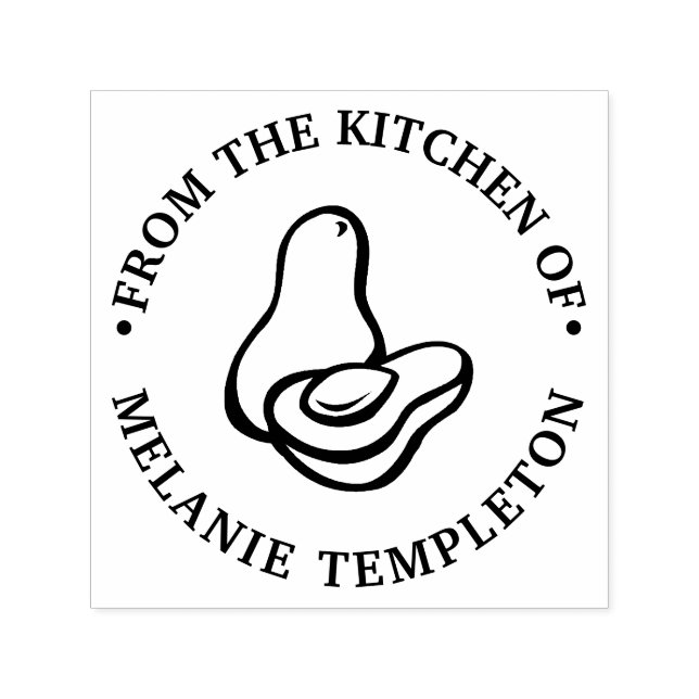 Tampon Auto-encreur Avocado #2 "De la cuisine de" Nom Monogramme (Design)