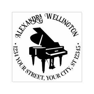 Tampon Auto-encreur Baby Grand Piano Musical Instrument Nom Adresse