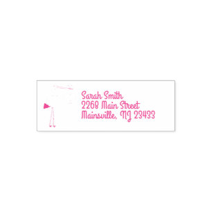 Tampon Auto-encreur Baby shower cigogne rose fille mignonne dessin