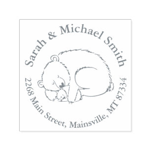 Tampon Auto-encreur Baby shower de l'ours polaire Hiver Gris Sexe neut