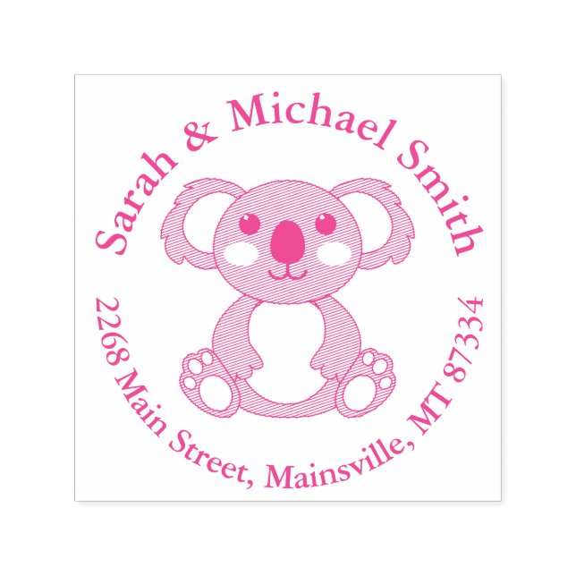 Tampon Auto-encreur Baby shower d'ours rose Koala (Design)