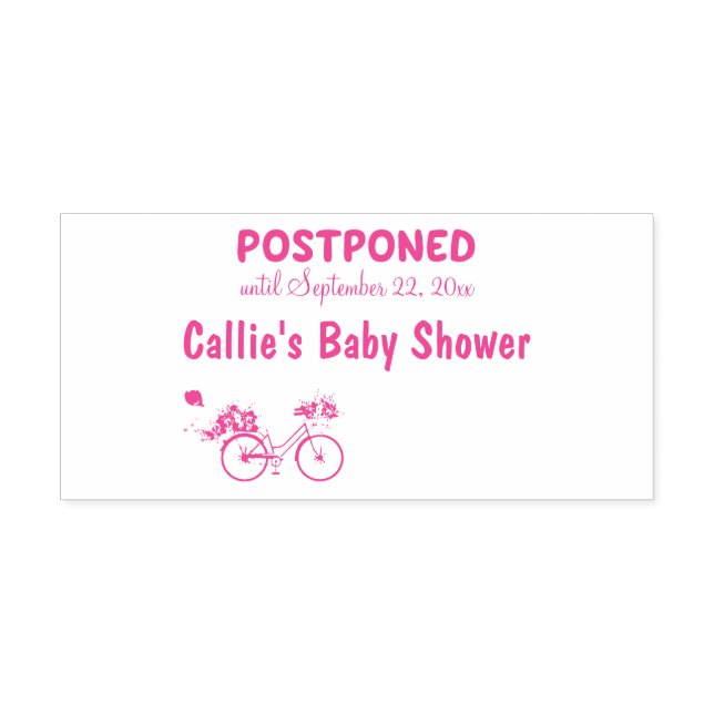 Tampon Auto-encreur BABY SHOWER POSTPONÉ Événement Date personnalisée  (Design)
