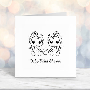 Tampon Auto-encreur Baby shower Twin Girls