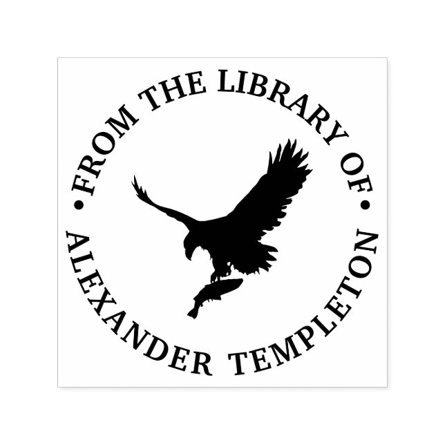 Tampon Auto-encreur Bald Eagle Flying with Prey Silhouette #2 Library (Design)