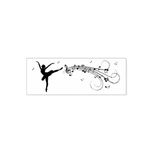 Tampon Auto-encreur Ballerina Dancing with Music Notes
