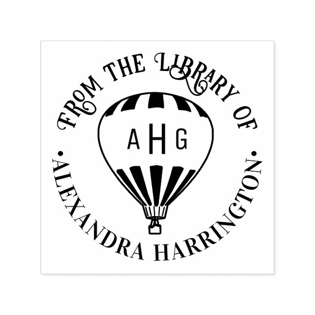 Tampon Auto-encreur Ballotte à air chaud Nom 3 Bibliothèque initiale L (Design)