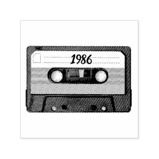 Tampon Auto-encreur Bande Cassette Personnalisable Rétro 1986