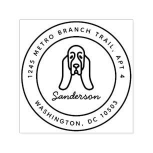 Tampon Auto-encreur Bassett Hound Adresse de retour Timbre auto-alluma