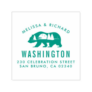 Tampon Auto-encreur Bear Mountain Silhouette Nom Rustique Adresse de r