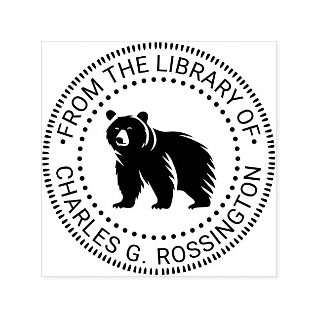Tampon Auto-encreur Bear Silhouette #3 Nom du livre de bibliothèque (Design)