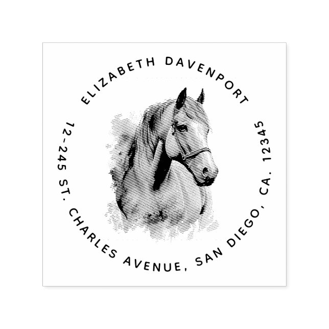 Tampon Auto-encreur Beautiful Horse Head Portrait Address (Design)