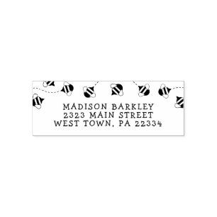 Tampon Auto-encreur Bee Kid's Cute Beehive Return Adresse Stamp