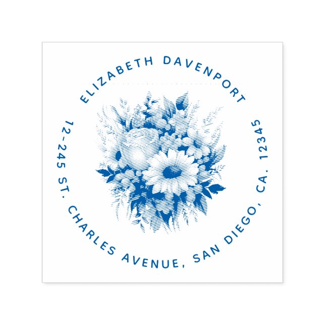 Tampon Auto-encreur Belle Daisies Fleur Bouquet Adresse (Design)