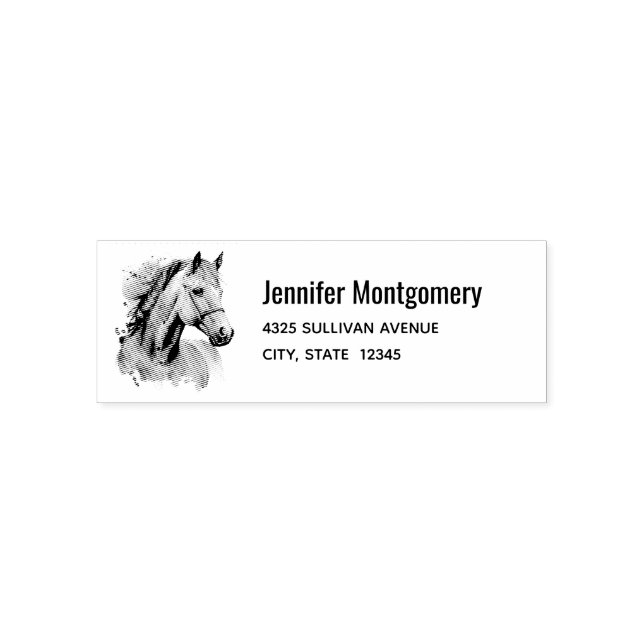Tampon Auto-encreur Belle Horse Head Portrait Adresse (Design)