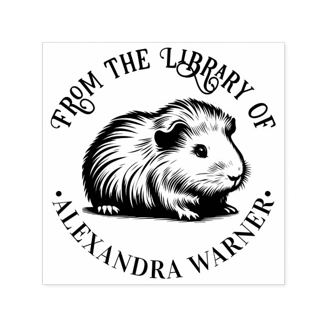 Tampon Auto-encreur Bibliothèque Cute Guinea Pig Cavy Nom du livre (Design)