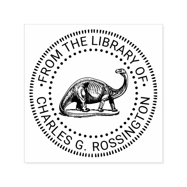 Tampon Auto-encreur Bibliothèque de dinosaures Brontosaurus Nom du liv (Design)