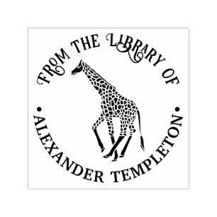 Tampon Auto-encreur Bibliothèque Nom de livre silhouette de girafe tac