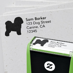 Tampon Auto-encreur Bichon Frise Chien race Silhouette Adresse de reto