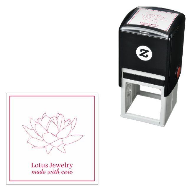 Tampon Auto-encreur Bijoux lotus fleur ajouter votre logo (En situation)