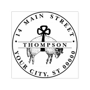 Tampon Auto-encreur Blason de mouton bélier à la laine rubanée