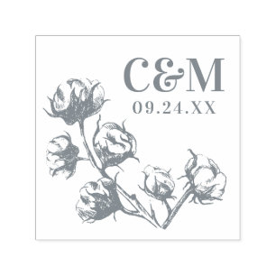 Tampon Auto-encreur Boll de coton Plante mariage Enregistrer la date M