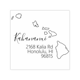 Tampon Auto-encreur BONJOUR   État d'Hawaii Retour Adresse Timbre