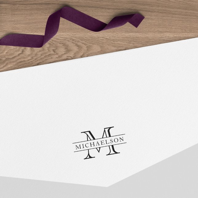 Tampon Auto-encreur Bordure classique Nom Monogramme (Créateur téléchargé)