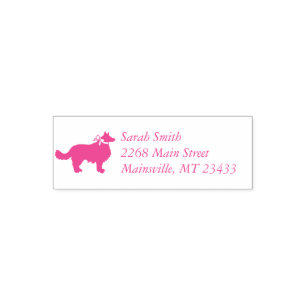 Tampon Auto-encreur Bordure Collie Chien Baby shower Chien Chiot Rose