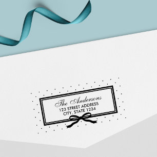 Tampon Auto-encreur Bordure et ruban Polka Dot Adresse de famille