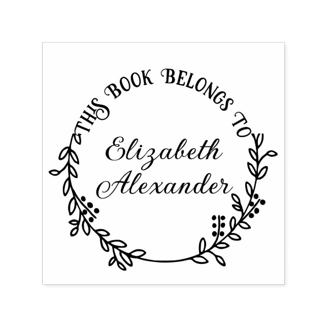 Tampon Auto-encreur Botanical Leaf Berries Wreath #20 Rnd Library Book (Design)