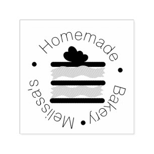 Tampon Auto-encreur Boulangerie Logo Cuisine Gâteau Slice Coeur Sprink