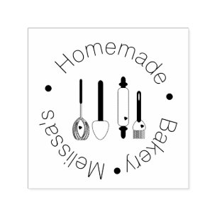 Tampon Auto-encreur Boulangerie Logo Ustensiles de cuisine gâteaux fai