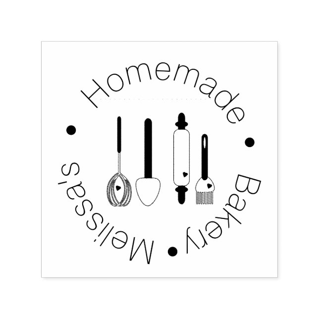 Tampon Auto-encreur Boulangerie Logo Ustensiles de cuisine gâteaux fai (Design)
