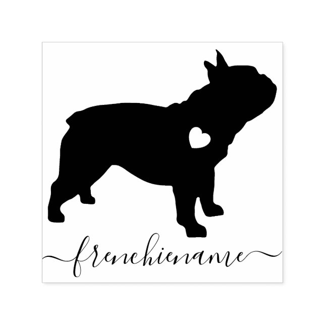 Tampon Auto-encreur Bouledogue Français Élégant Noir (Design)