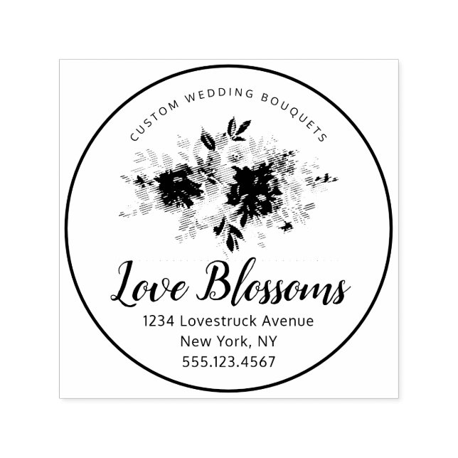 Tampon Auto-encreur Bouquet de logo Mariage de texte personnalisé (Design)