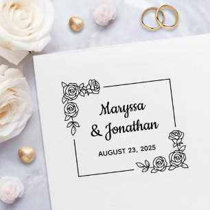 Tampon Auto-encreur Bouquet Fleurs Roses du coin Anniversaire Mariage