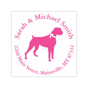 Tampon Auto-encreur Boxer Dog Baby Shower Puppy Pink Girl
